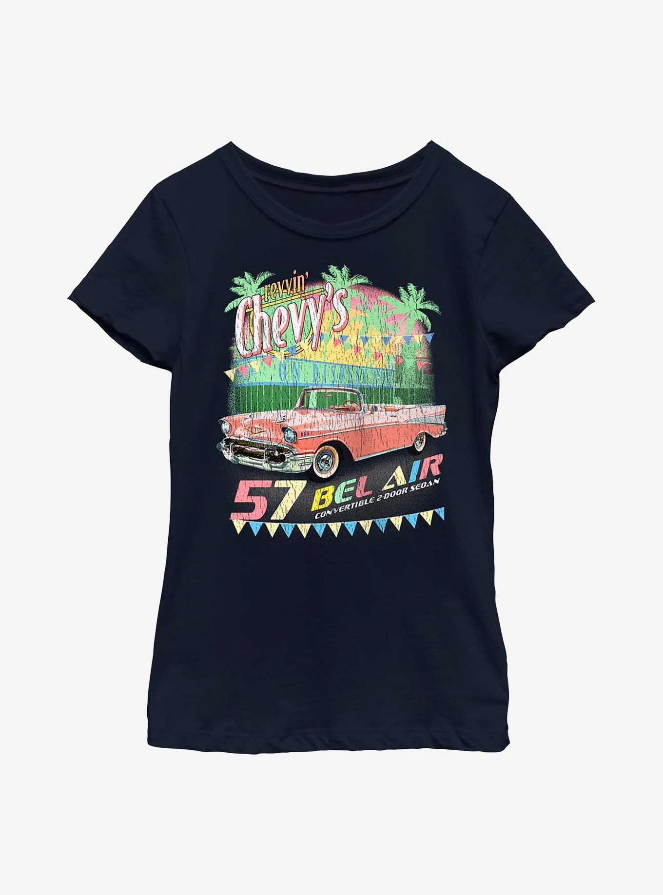 General Motors Revvin' Chevy's Bel Air Youth Girls T-Shirt, NAVY, hi-res