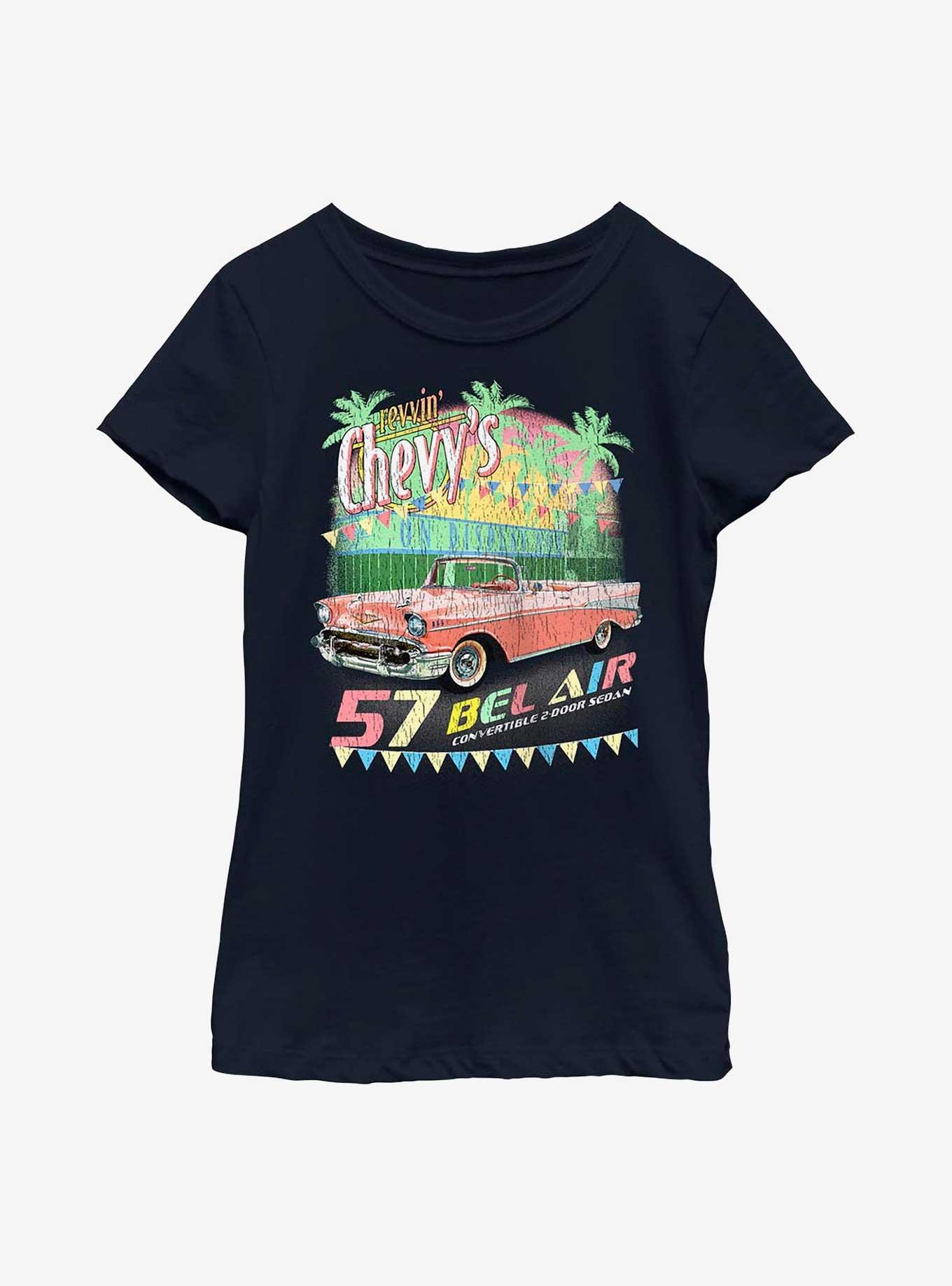 General Motors Revvin' Chevy's Bel Air Youth Girls T-Shirt, NAVY, hi-res