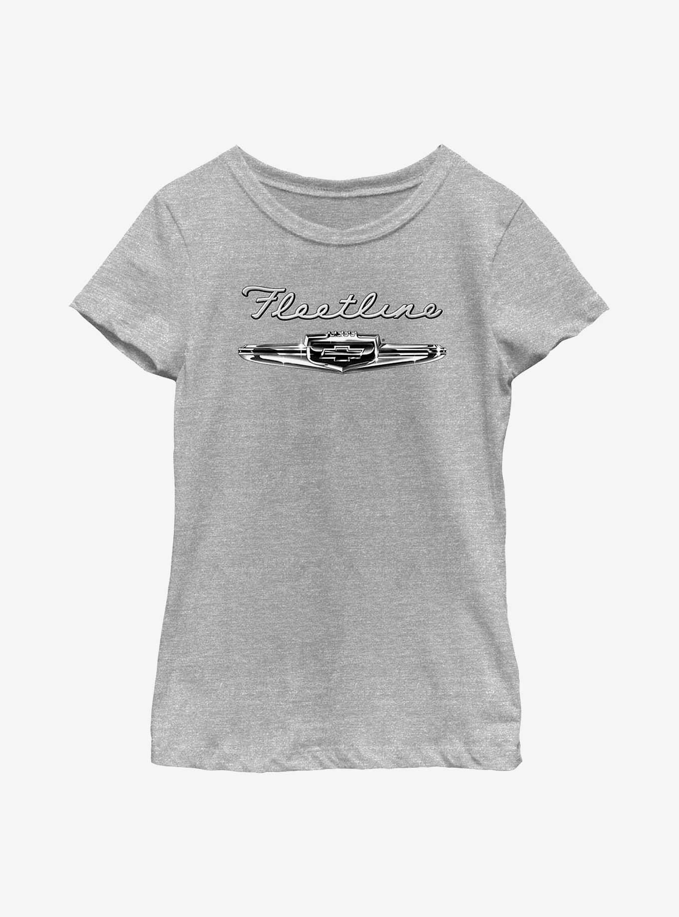 General Motors Chevy Fleetline Logo Youth Girls T-Shirt, ATH HTR, hi-res