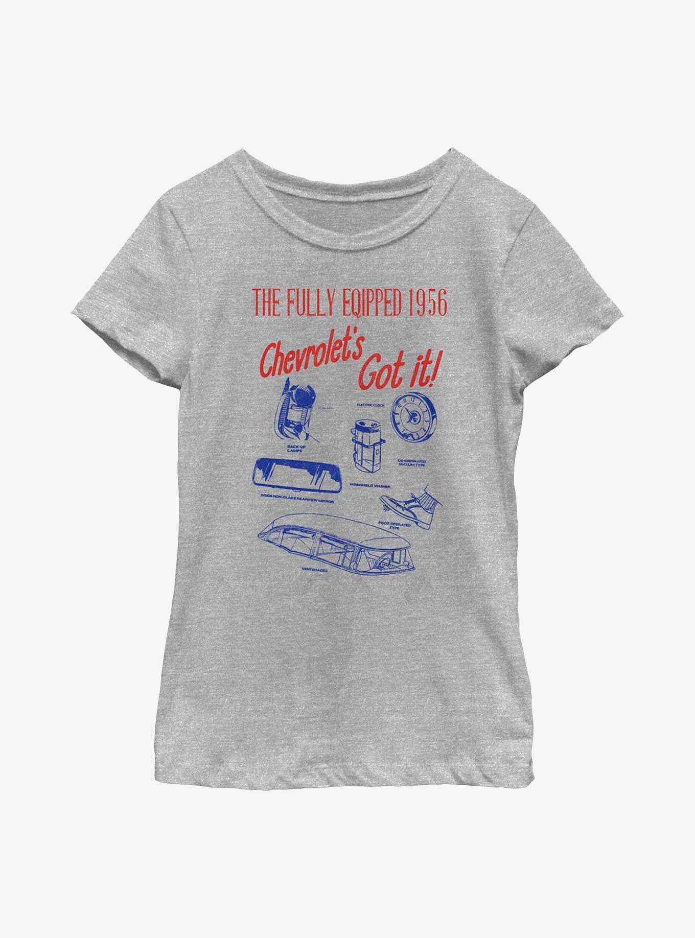 General Motors Chevrolet Fully Equipped Youth Girls T-Shirt, ATH HTR, hi-res