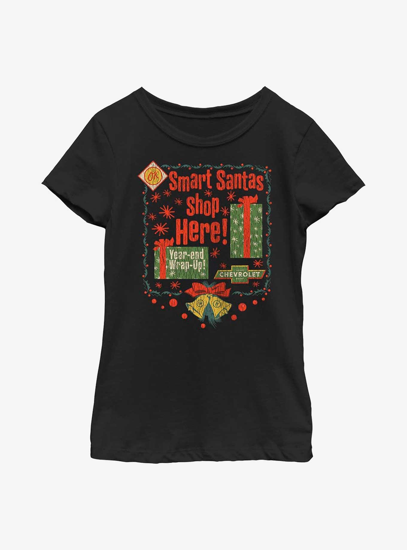 General Motors Smart Santas Shop Chevy Youth Girls T-Shirt, , hi-res