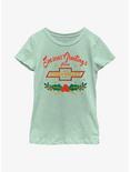 General Motors Chevrolet Seasons Greetings Youth Girls T-Shirt, MINT, hi-res