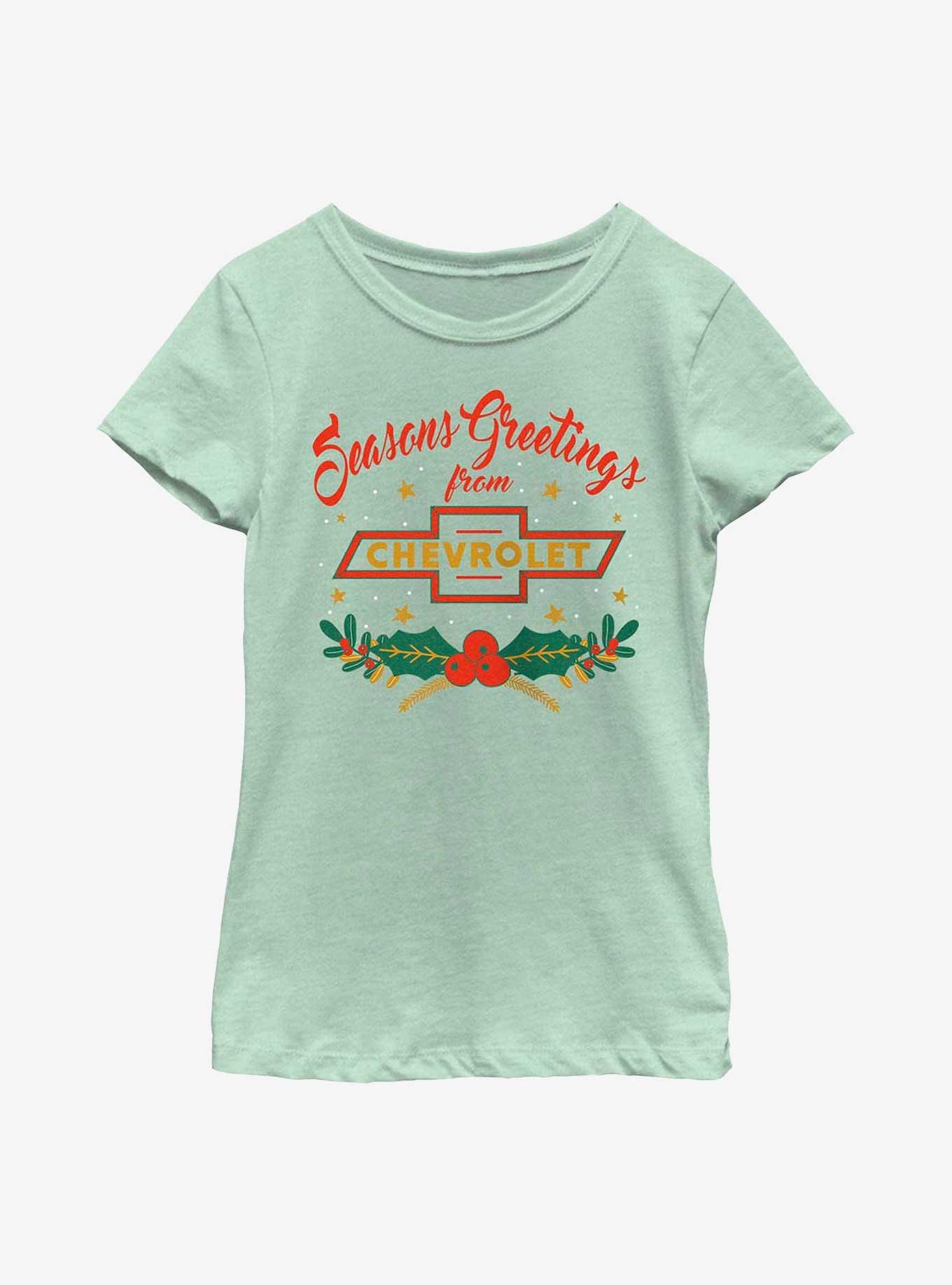 General Motors Chevrolet Seasons Greetings Youth Girls T-Shirt, , hi-res