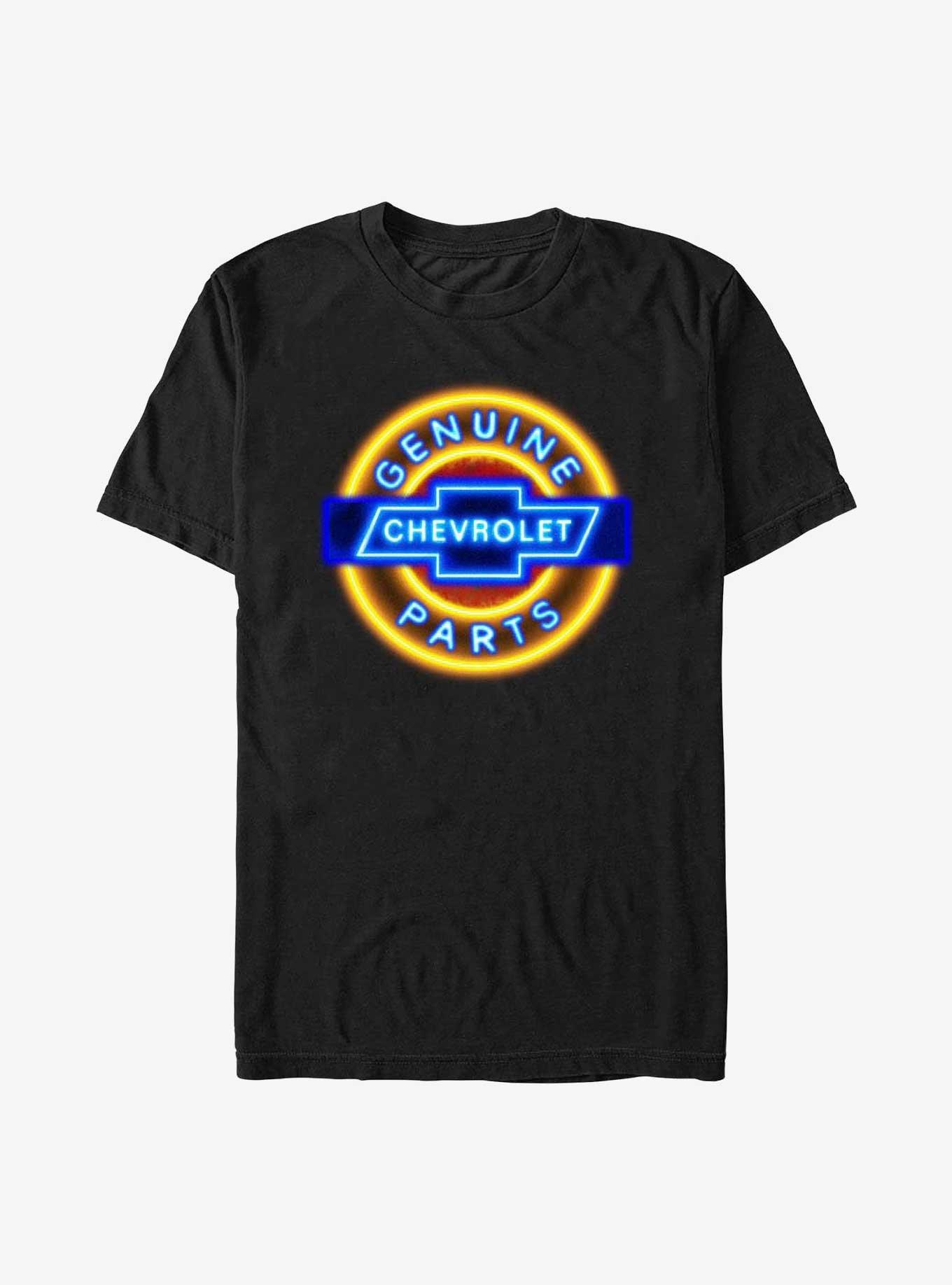 General Motors Chevrolet Neon Sign T-Shirt, BLACK, hi-res