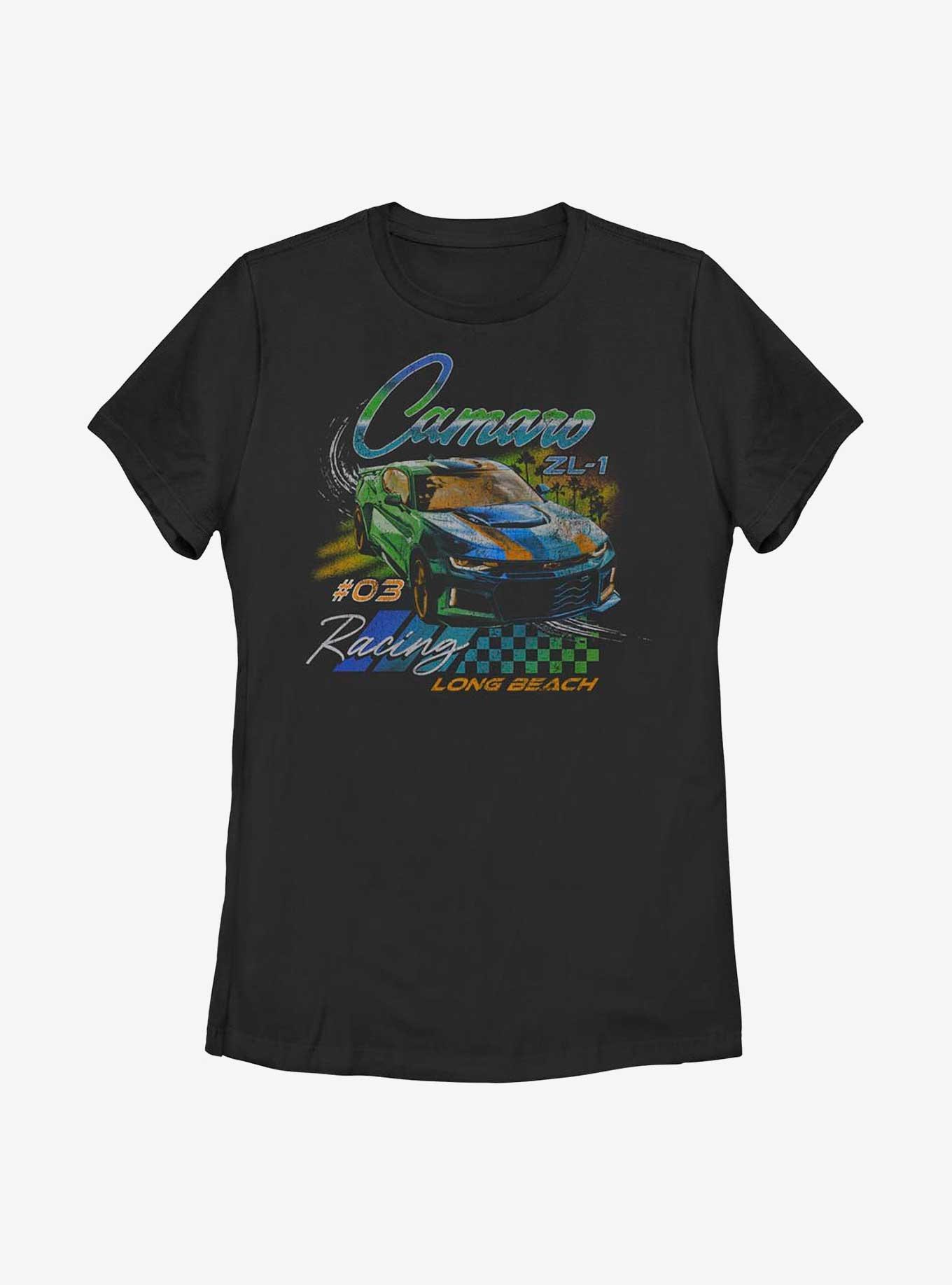 General Motors Camaro Racer Long Beach Womens T-Shirt, BLACK, hi-res