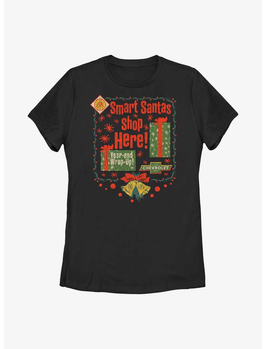 General Motors Smart Santas Shop Chevy Womens T-Shirt, BLACK, hi-res