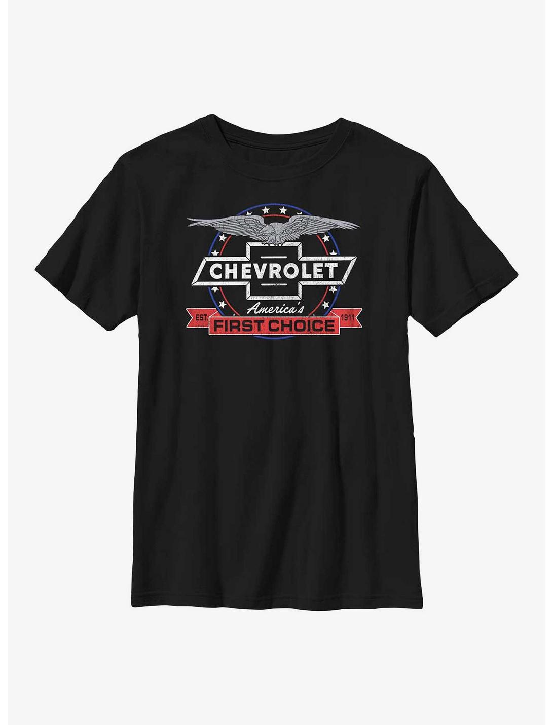 General Motors Chevrolet America's First Choice Youth T-Shirt, BLACK, hi-res