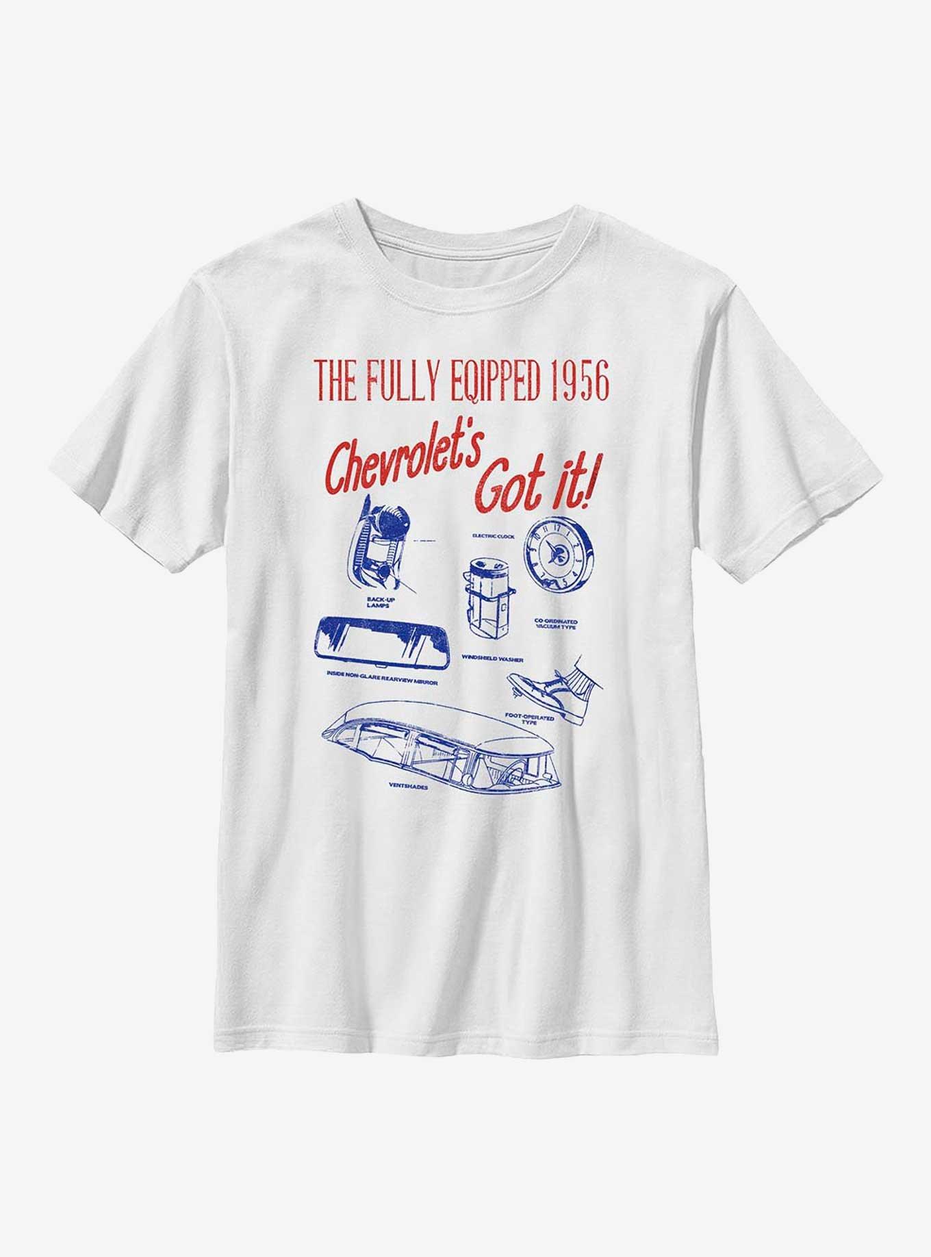 General Motors Chevrolet Fully Equipped Youth T-Shirt, WHITE, hi-res view 1
