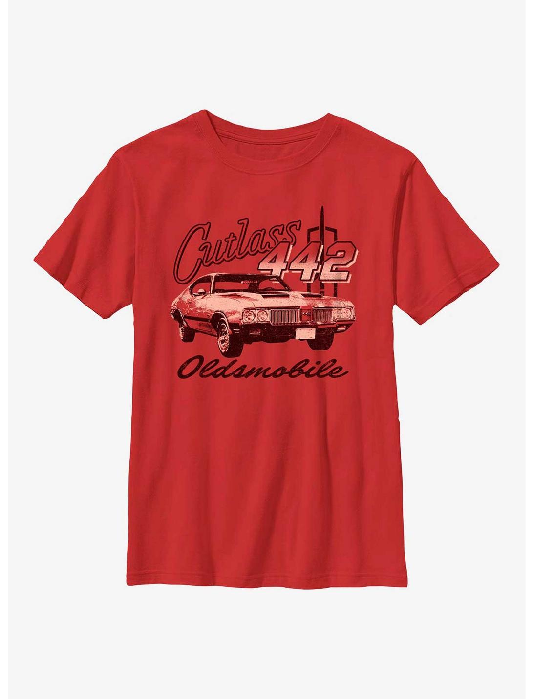 General Motors Oldsmobile Cutlass Youth T-Shirt, RED, hi-res