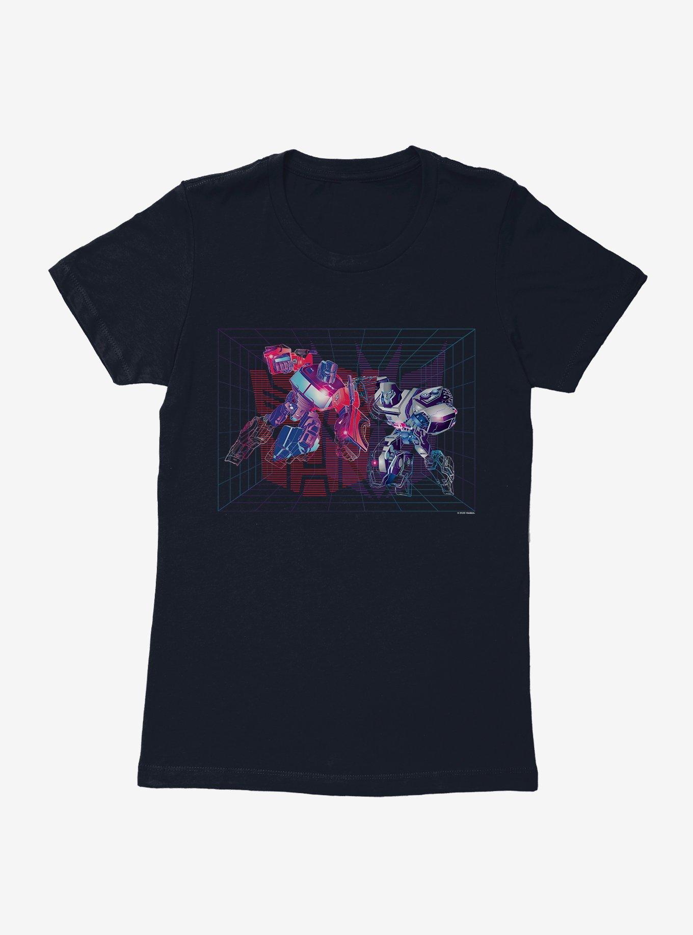 Transformers Optimus Prime Vs Megatron Grid Womens T-Shirt