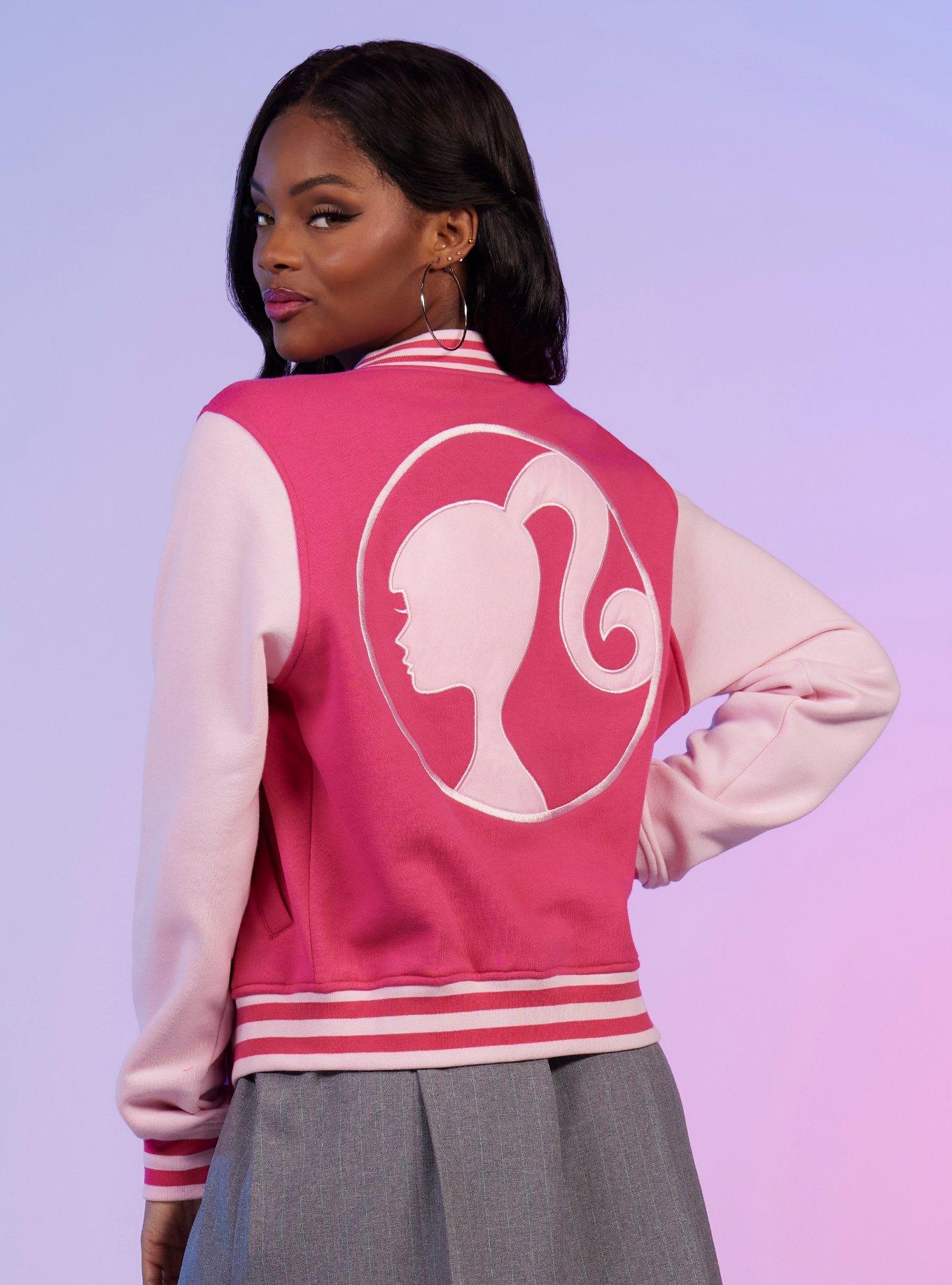 Barbie Embroidered Girls Varsity Jacket, WHITE, hi-res