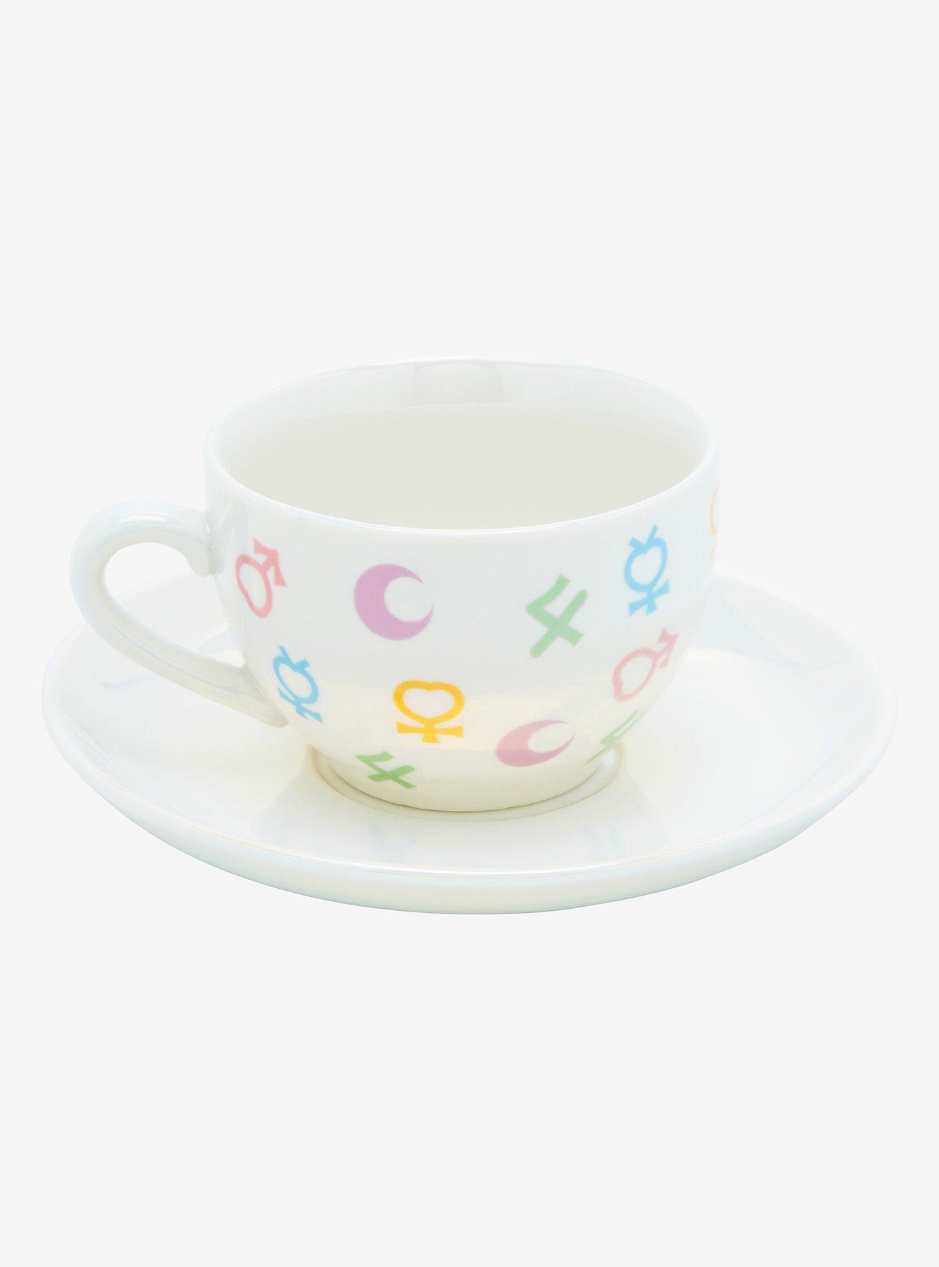 Sailor Moon Symbols Allover Print Iridescent Teacup with Saucer