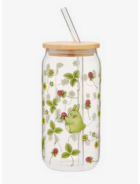 Studio Ghibli My Neighbor Totoro Floral Totoro Allover Print Glass with Straw - BoxLunch Exclusive, , hi-res