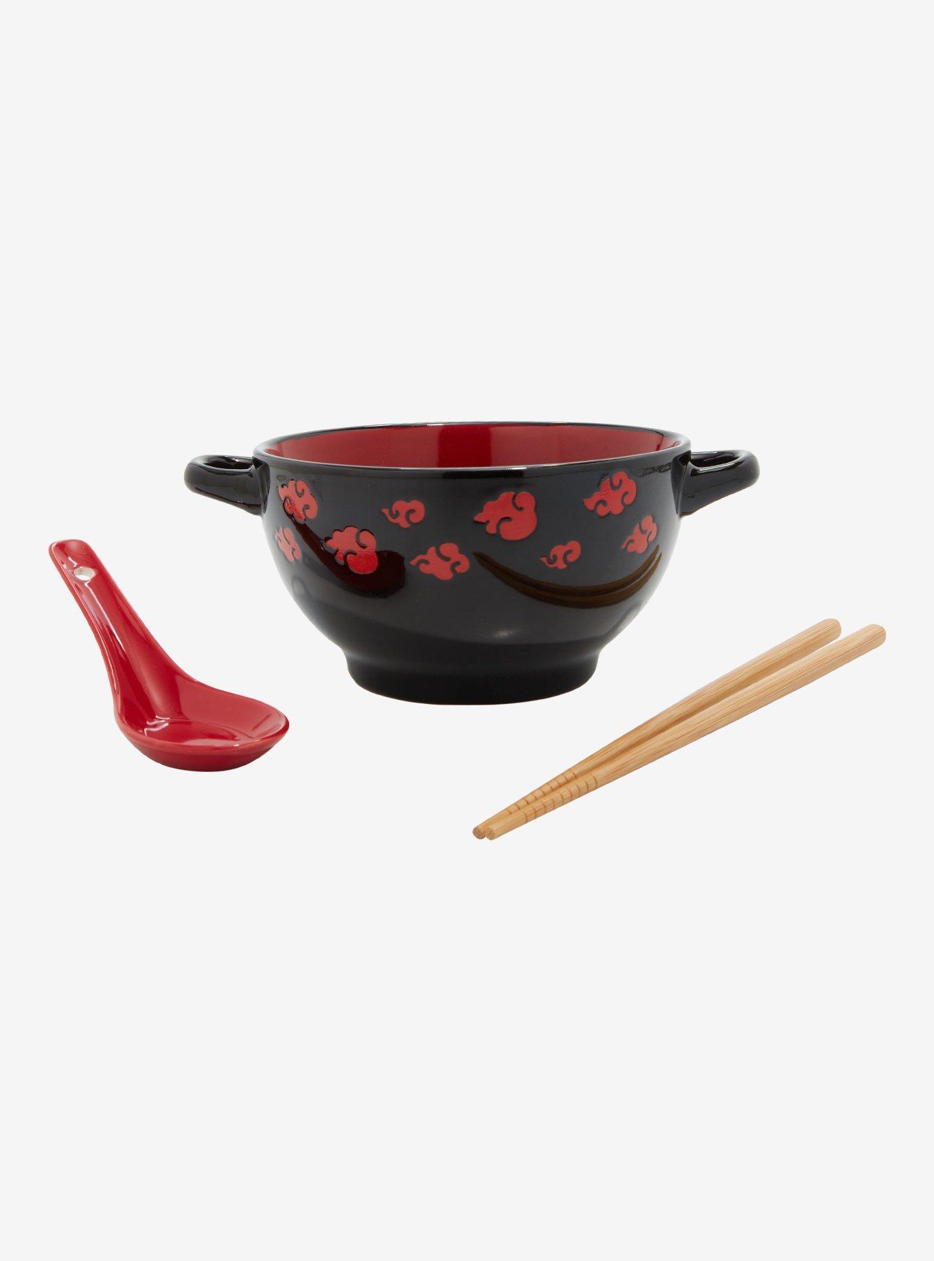 Naruto Shippuden Wax Resist Akatsukui Clouds Ramen Bowl with Chopsticks and Spoon, , hi-res