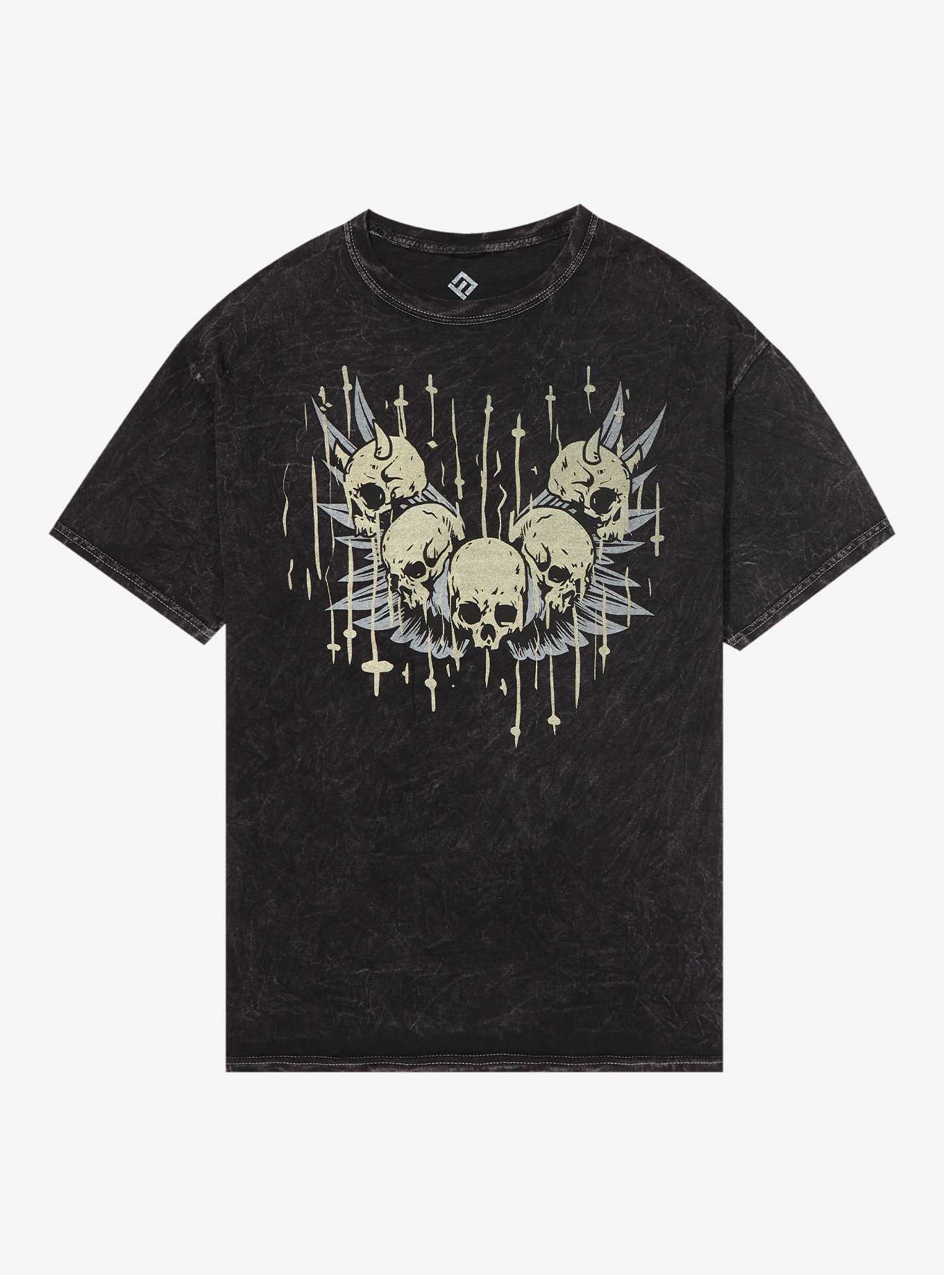 Memento Mori Skull Mineral Wash T-Shirt, , hi-res
