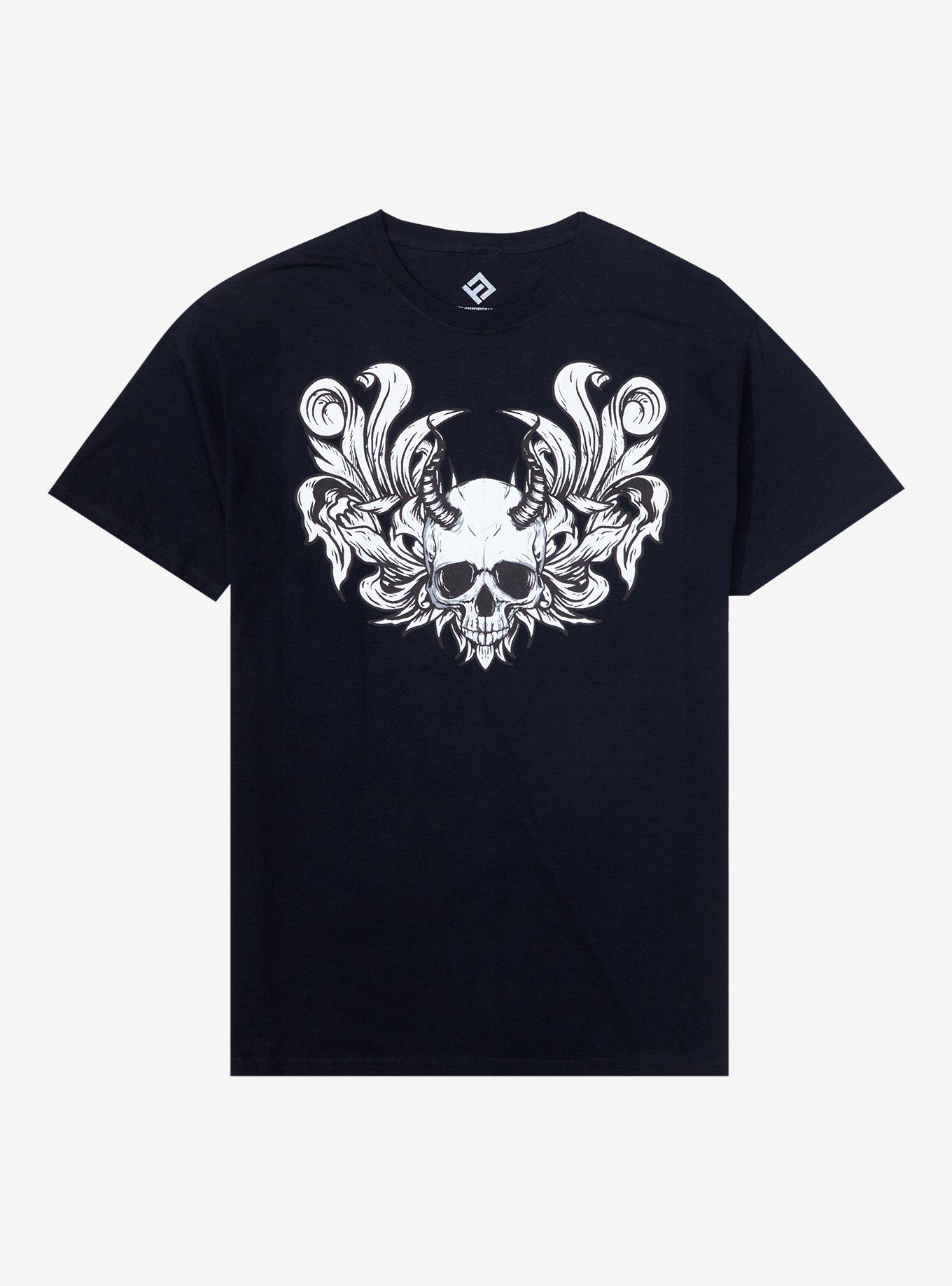 Horned Demon Skull T-Shirt, MULTI, hi-res