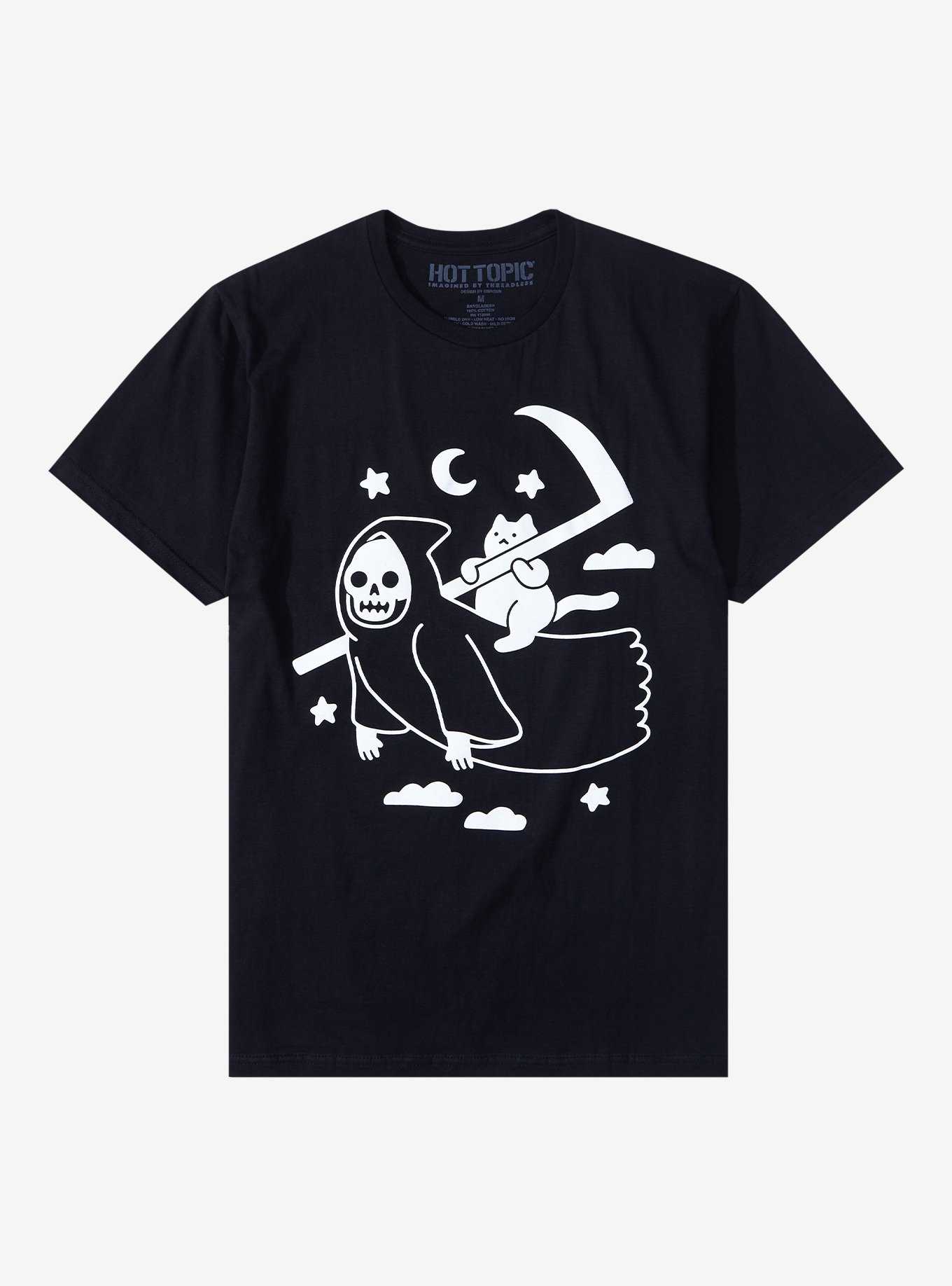 Cat Riding Death T-Shirt By Obinsun, , hi-res