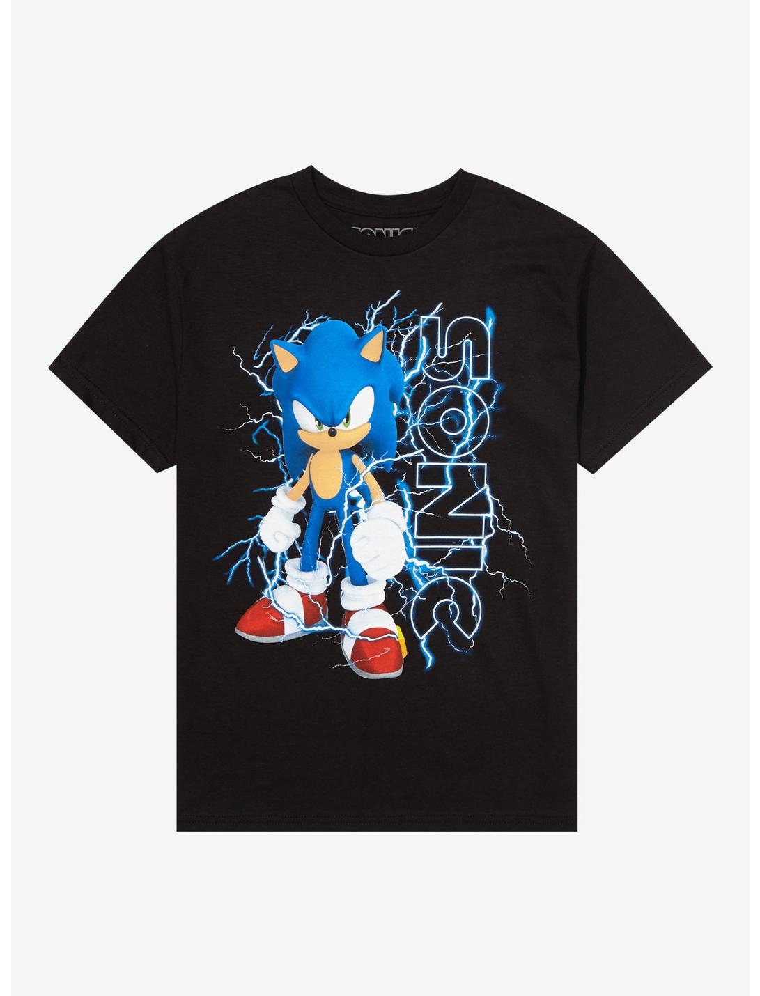 Sonic the Hedgehog Lightning Sonic Portrait Youth T-Shirt - BoxLunch Exclusive, BLACK, hi-res