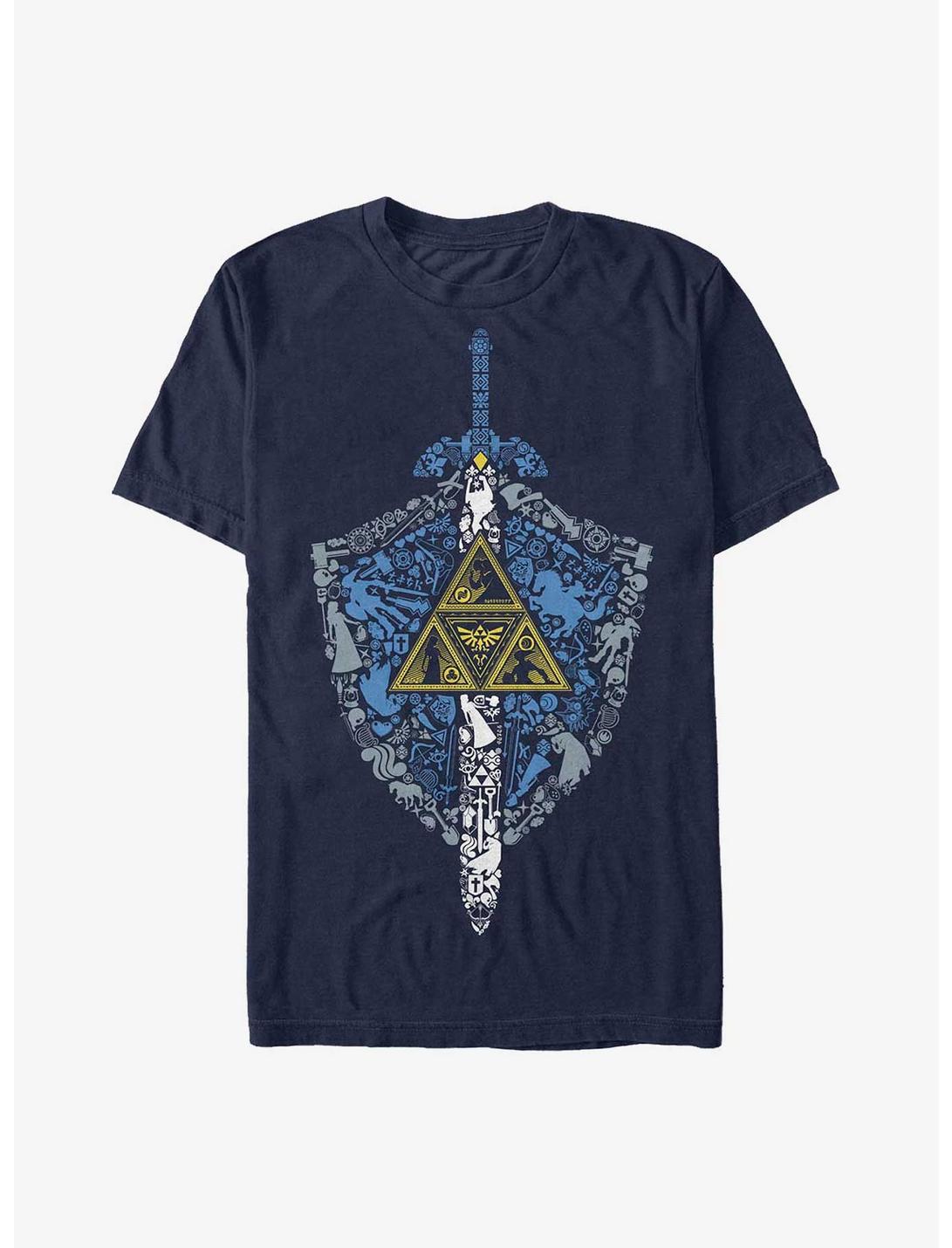 The Legend of Zelda Ancient Heroes Sword and Shield T-Shirt, NAVY, hi-res