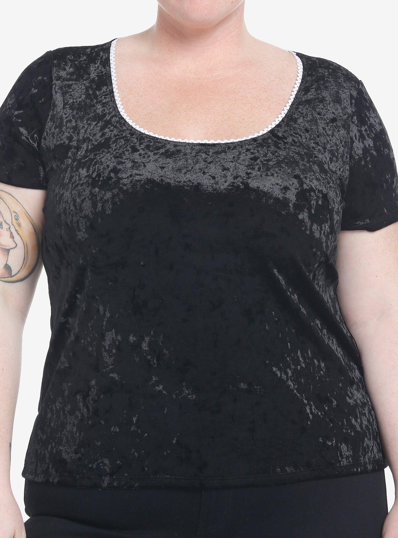 Black Velvet Girls Top Plus Size, BLACK, hi-res