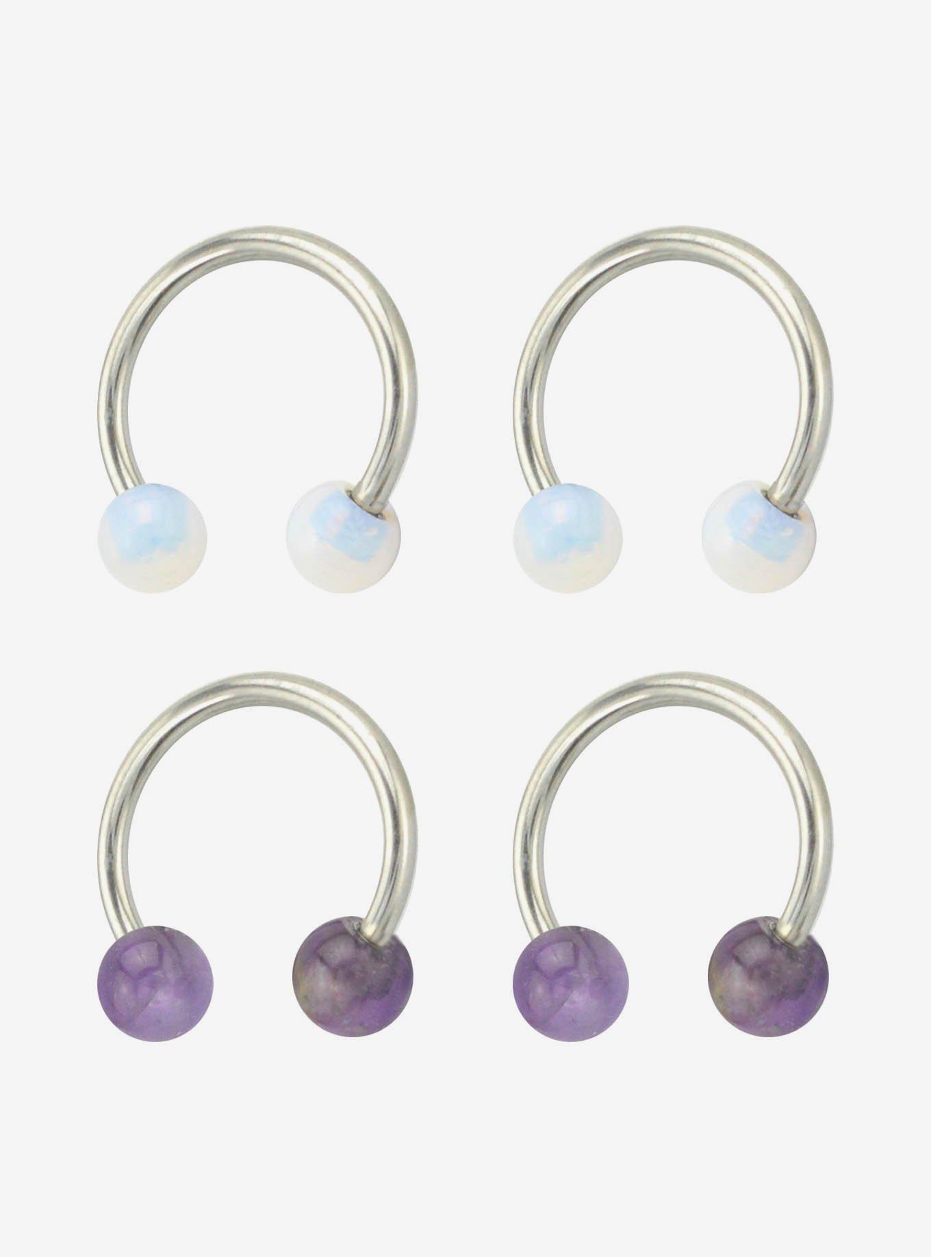 Steel Opal Circular Barbells 4 Pack, STONE, hi-res
