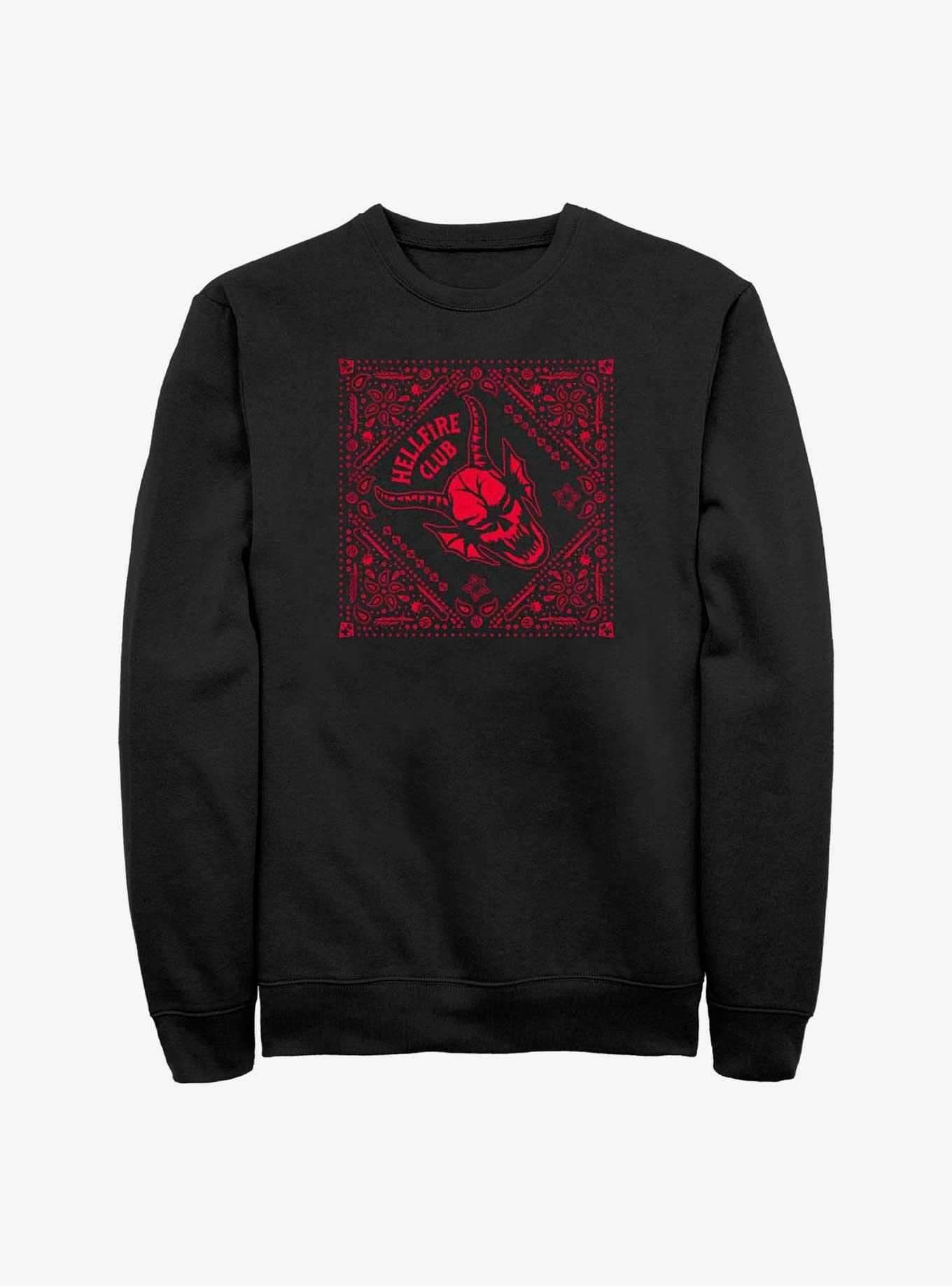 Stranger Things Hellfire Club Paisley Pattern Sweatshirt, BLACK, hi-res