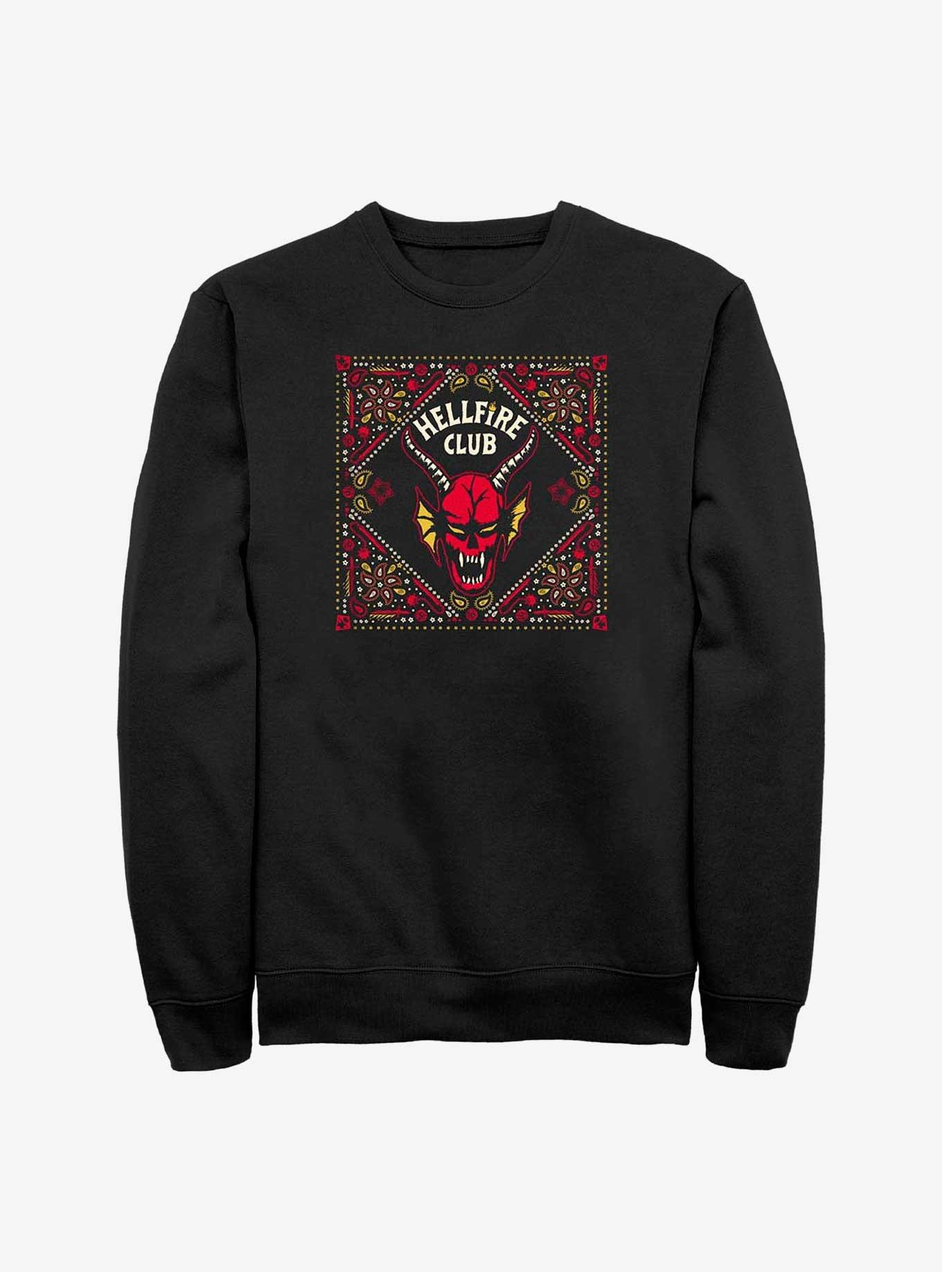 Stranger Things Hellfire Club Pattern Sweatshirt, BLACK, hi-res