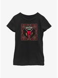 Stranger Things Hellfire Club Pattern Youth Girls T-Shirt, BLACK, hi-res