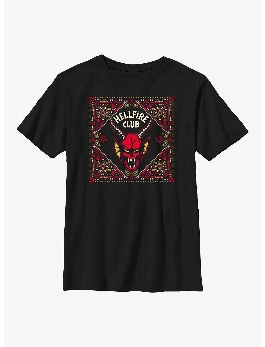 Stranger Things Hellfire Club Pattern Youth T-Shirt, BLACK, hi-res