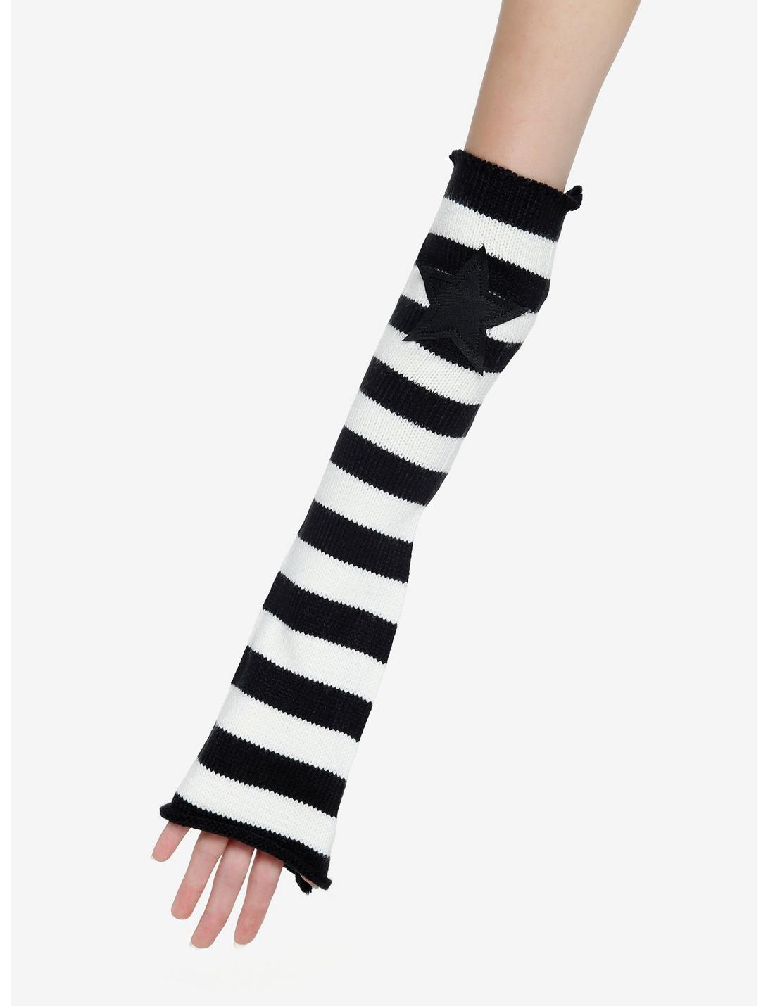 Black & White Stripe Star Arm Warmers, , hi-res