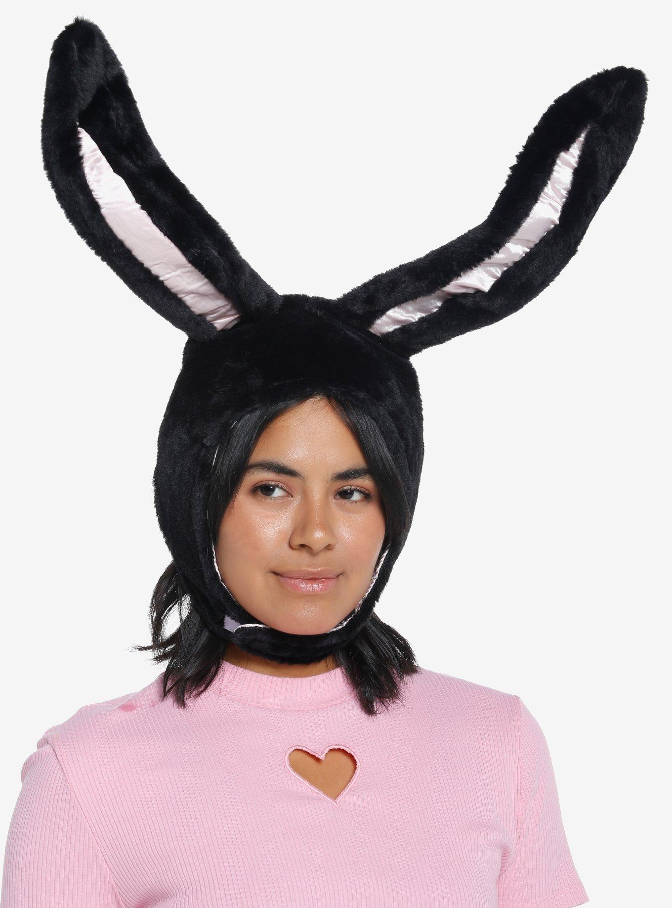 Black Bunny Ears Fuzzy Hood, , hi-res