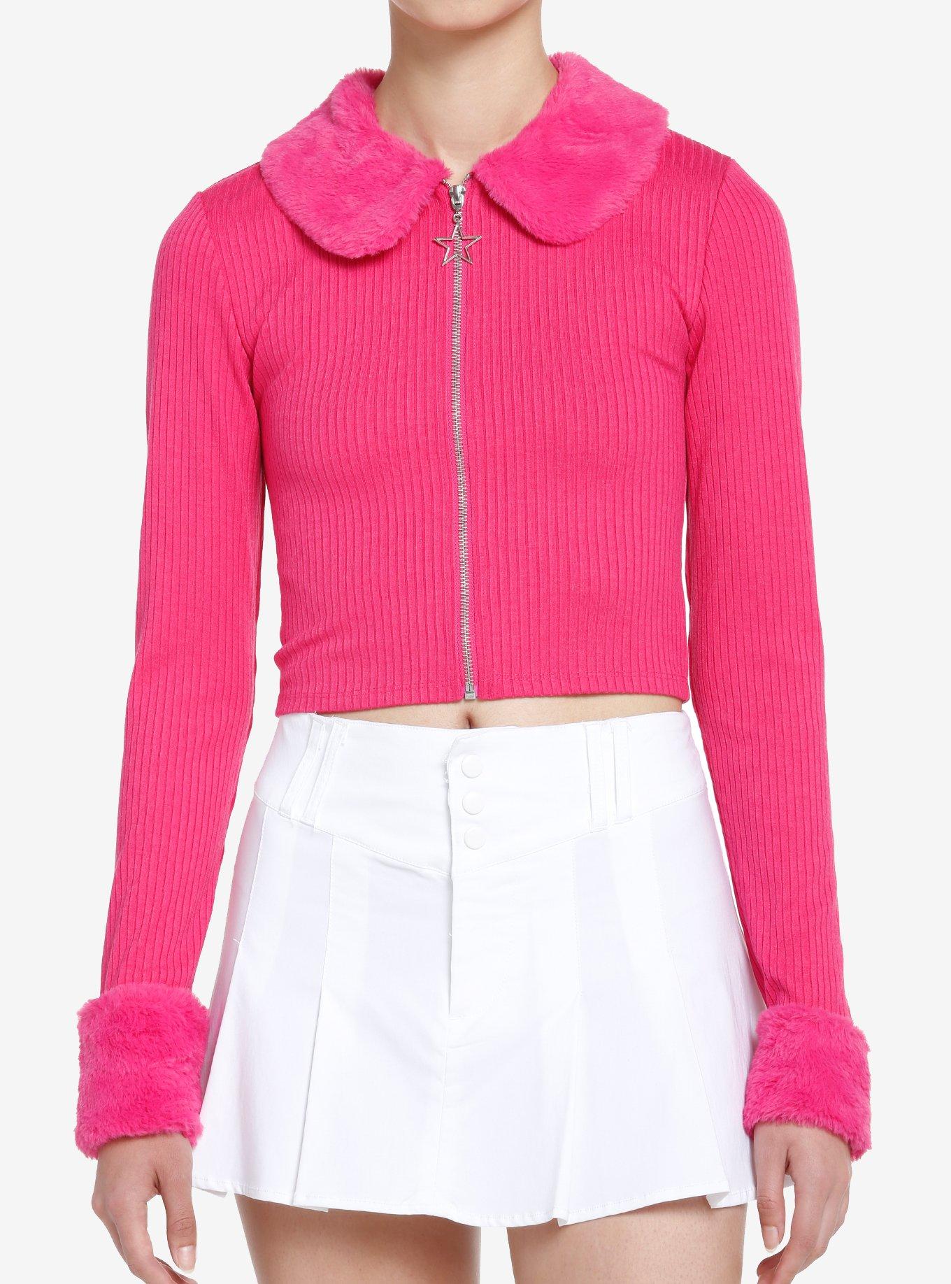 sweet-society-hot-pink-faux-fur-zipper-girls-long-sleeve-top-hot-topic