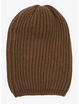 Brown Ribbed Slouch Beanie, , hi-res
