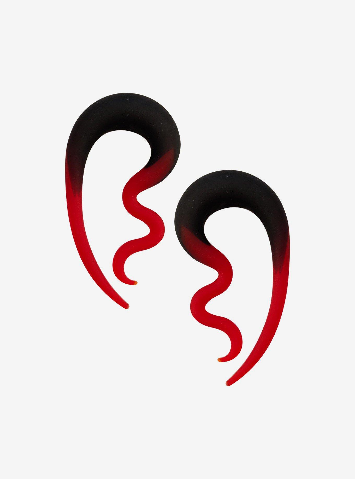 Glass Red & Black Ombre Taper Plug 2 Pack, BLACK, hi-res
