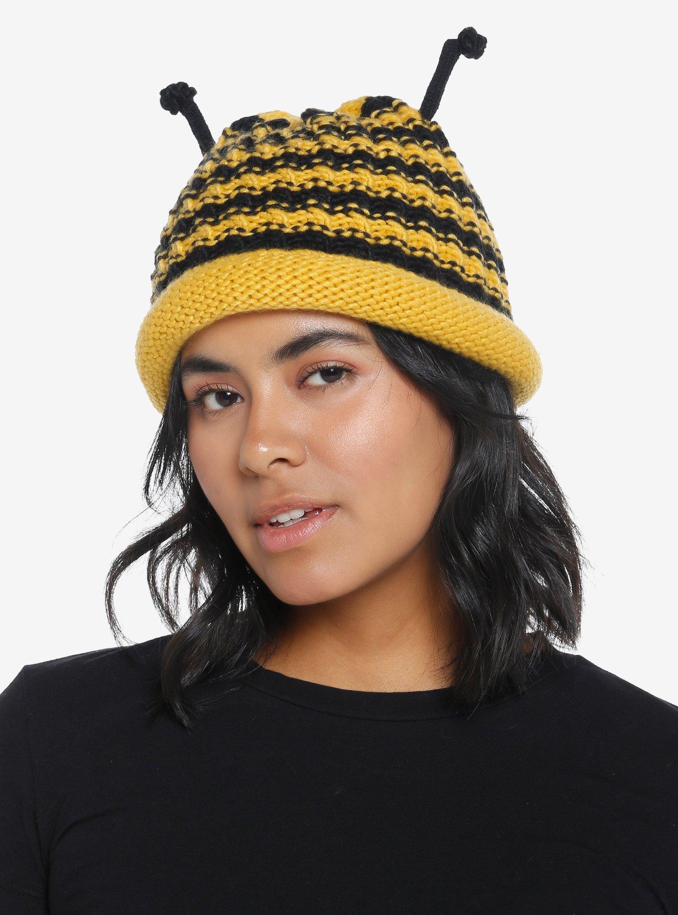 Bumblebee Figural Knit Bucket Hat Beanie, , hi-res