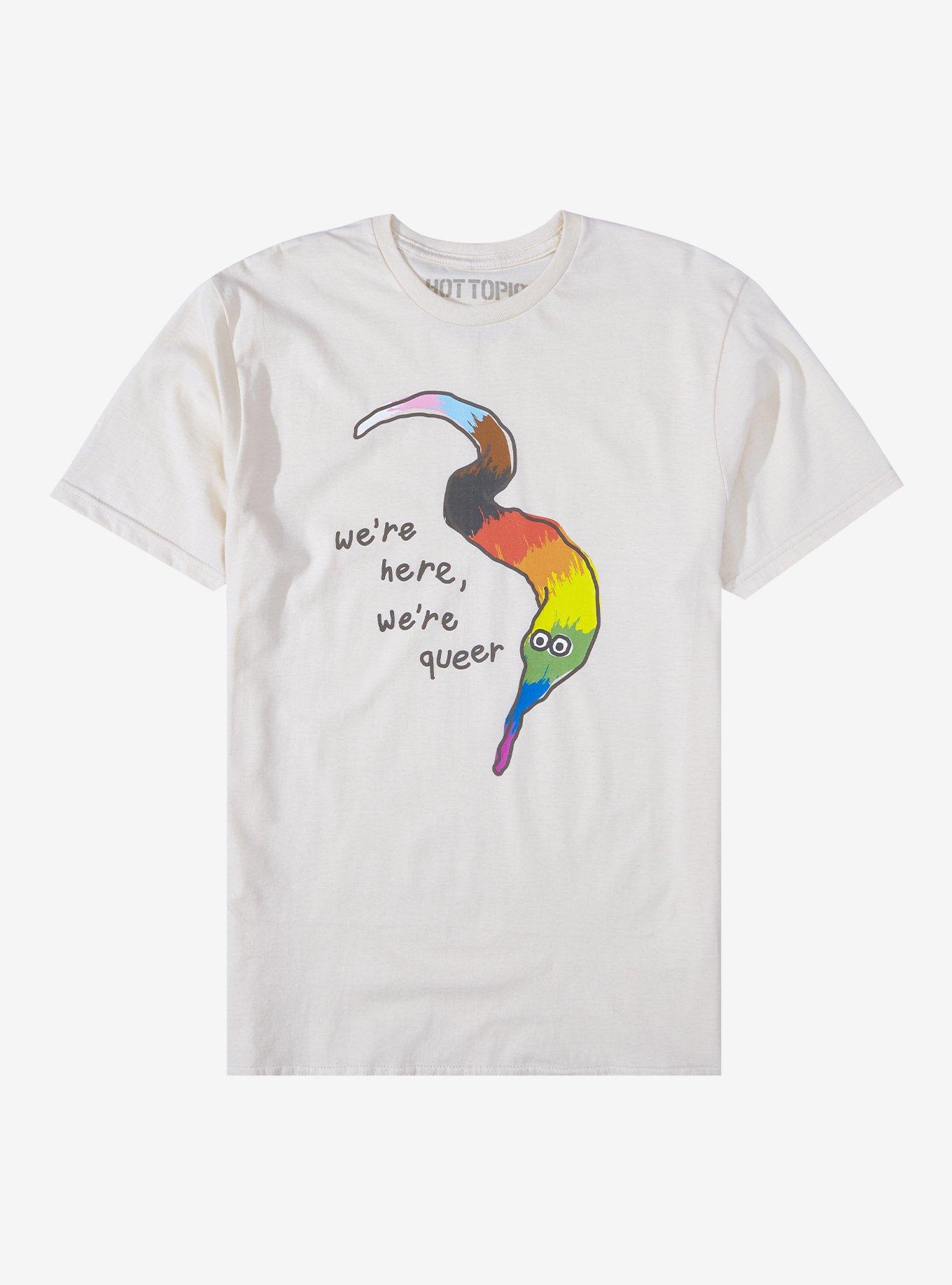Squiggle Worms We're Here We're Queer T-Shirt, MULTI, hi-res