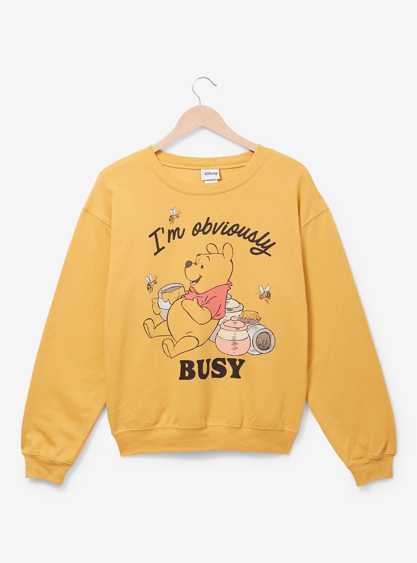 Disney Winnie the Pooh Obviously Busy Pooh Bear Women's Crewneck, MUSTARD, hi-res