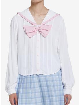 Sweet Society Bunny Sailor Collar Girls Long-Sleeve Woven Top, , hi-res