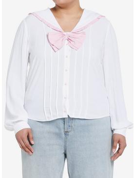 Sweet Society Bunny Sailor Collar Girls Long-Sleeve Woven Top Plus Size, , hi-res