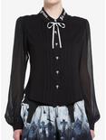 Thorn & Fable Dark Fairy Tale Mesh Girls Long-Sleeve Woven Button-Up, BLACK, hi-res