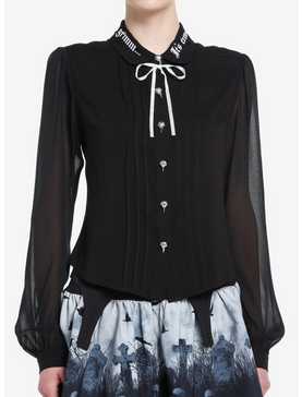 Thorn & Fable Dark Fairy Tale Mesh Girls Long-Sleeve Woven Button-Up, , hi-res