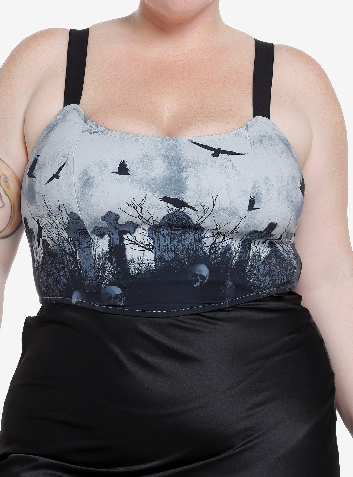 Thorn & Fable Graveyard Lace-Up Girls Crop Corset Plus Size, , hi-res