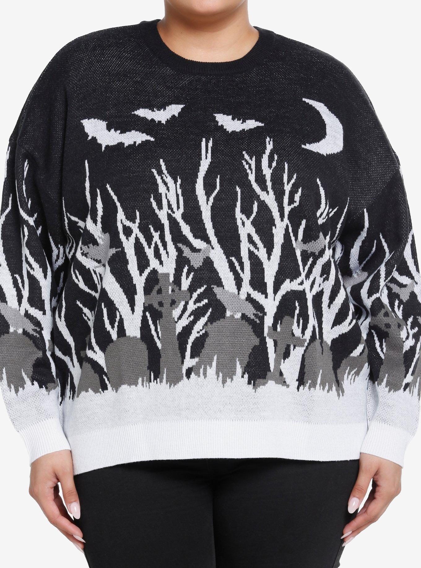 Thorn & Fable Cemetery Girls Sweater Plus Size, BLACK, hi-res