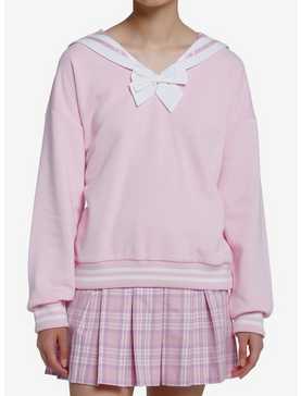 Sweet Society Pink Bunny Ear Sailor Collar Girls Sweatshirt, , hi-res