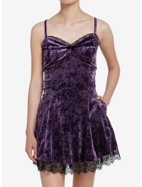 Cosmic Aura Purple Velvet Slip Dress, , hi-res