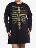 Social Collision Skeleton Bleach Girls T-Shirt Dress Plus Size, BLACK, hi-res