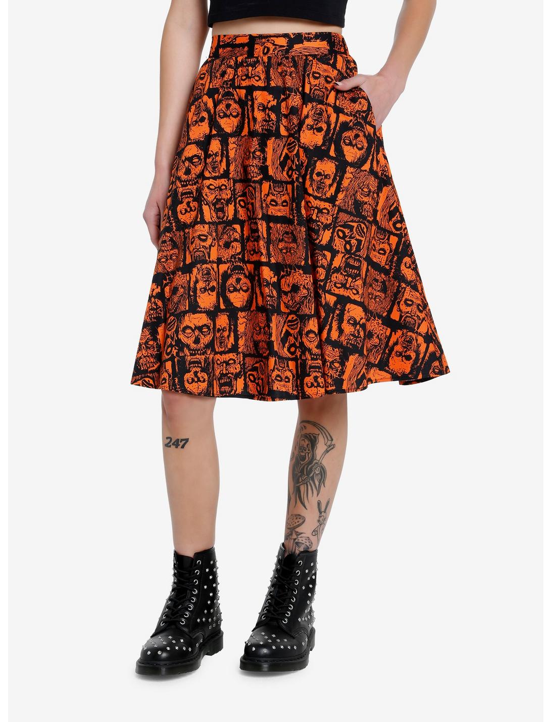 Social Collision Zombie Grid Retro Skirt, BLACK, hi-res