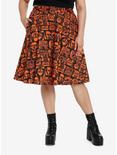 Social Collision Zombie Grid Retro Skirt Plus Size, BLACK, hi-res