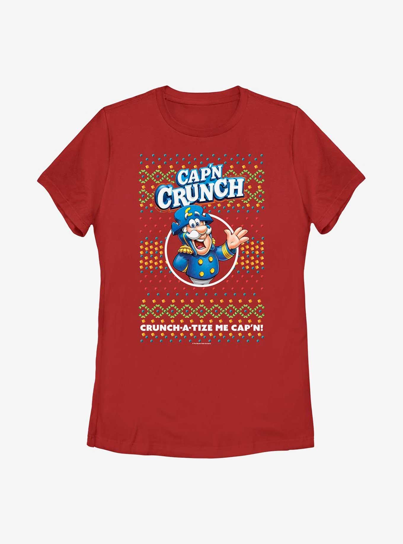 Cap'n Crunch Crunch-a-tize Ugly Holiday Womens T-Shirt, RED, hi-res