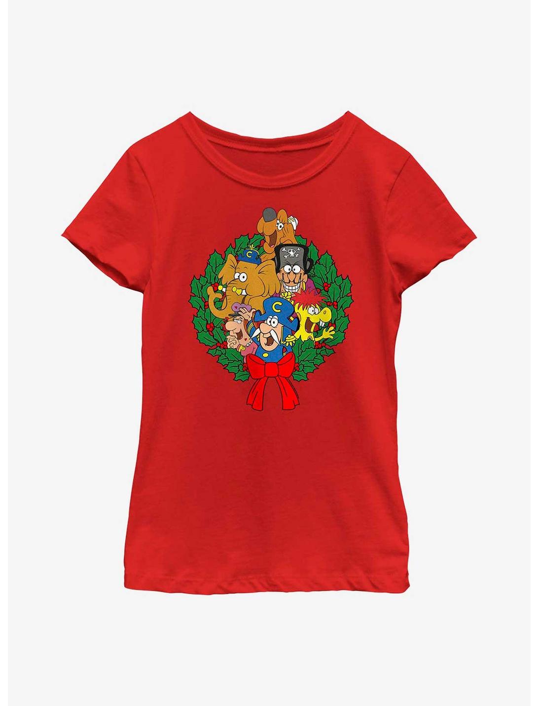 Cap'n Crunch Captain Wreath Youth Girls T-Shirt, RED, hi-res